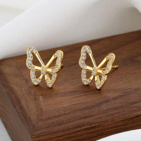 925 Silver Earrings  Butterfly  WT:1.34g  E:10.9*11mm  JE0954vhmn-Y06  A-25-15
