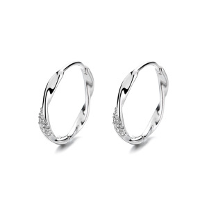 925 Silver Earrings  Twisted Ring  WT:1.46g  E:16.0mm  JE0959vhlh-Y06  A-15-7