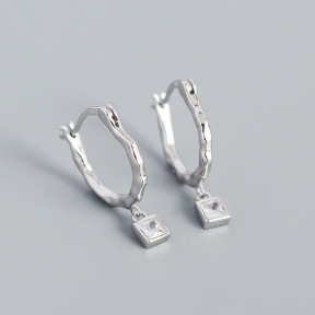 Ring & Square  925 Silver Earrings  WT:1.98g  8*20.8mm  JE0975aiin-Y05  YHE0425