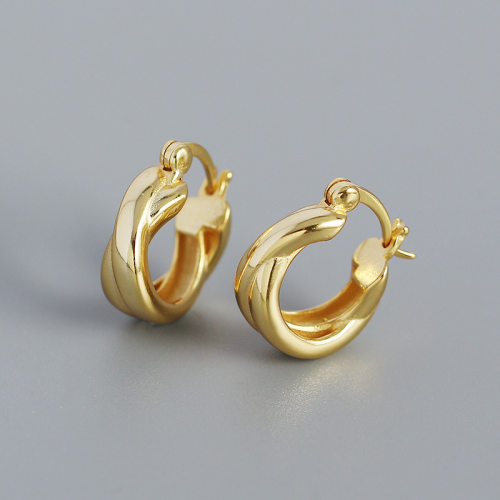 Twisted Ring  925 Silver Earrings  WT:3.06g  6.5*13.9mm  JE0978aiok-Y05  YHE0438