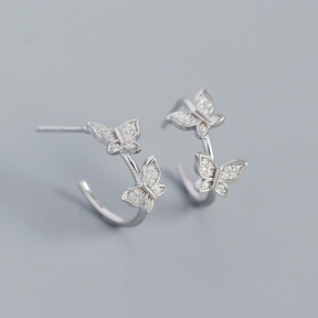 Butterfly  925 Silver Earrings  WT:2.0g  D:13mm  JE0981aini-Y05  YHE0449