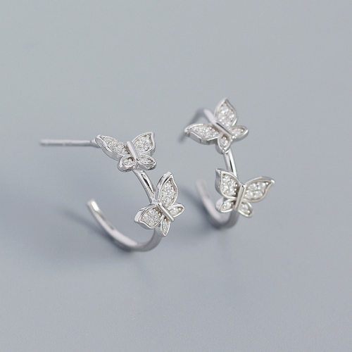 Butterfly  925 Silver Earrings  WT:2.0g  D:13mm  JE0981aini-Y05  YHE0449