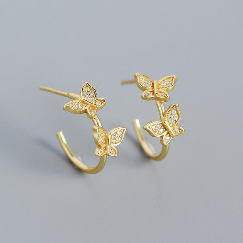 Butterfly  925 Silver Earrings  WT:2.0g  D:13mm  JE0982aini-Y05  YHE0449