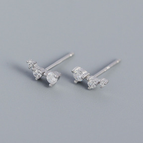 Round Diamond  925 Silver Earrings  WT:0.5g  8.0mm  JE0995bboi-Y05  YHE0453