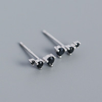Round Diamond  925 Silver Earrings  WT:0.5g  8.0mm  JE0997bboi-Y05  YHE0453