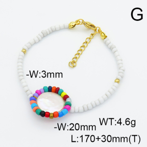 Glass & Cultured Freshwater Pearls  Stainless Steel Bracelet  6B3001800vbmb-900