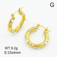 Plastic Imitation Pearls,Handmade Polished  Ring  Stainless Steel Earrings  7E3000040vhkb-066