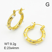 Plastic Imitation Pearls & Czech Stones,Handmade Polished  Ring  Stainless Steel Earrings  7E3000041vhkb-066