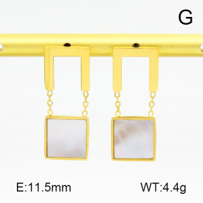 Shell,Handmade Polished  Rectangle  Stainless Steel Earrings  7E3000043bhia-066