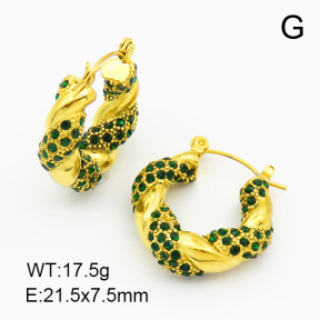 Czech Stones,Handmade Polished  Twisted Ring  Stainless Steel Earrings  7E4000057vhkb-066