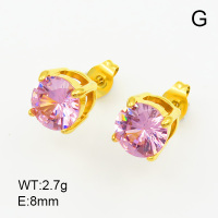 Zircon,Handmade Polished  Nearly Round  Stainless Steel Earrings  7E4000063bbov-066