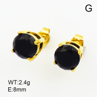 Zircon,Handmade Polished  Nearly Round  Stainless Steel Earrings  7E4000064bbov-066