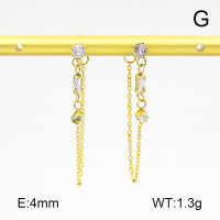 Zircon,Handmade Polished  Rectangle  Stainless Steel Earrings  7E4000073bhva-066
