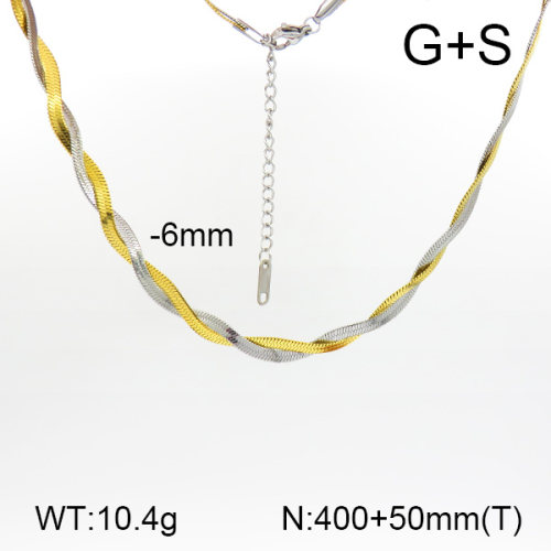 Handmade Polished  Twisted Double Strand  Stainless Steel Necklace  7N2000200vhkb-066