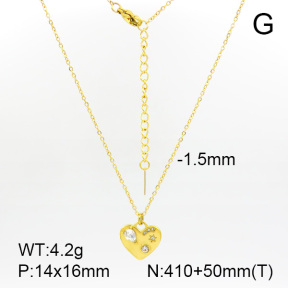 Czech Stones & Zircon,Handmade Polished  Heart  Stainless Steel Necklace  7N4000154bhia-066