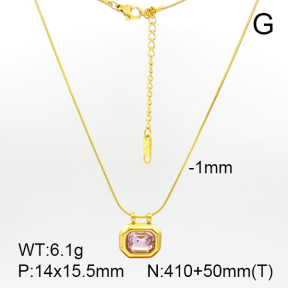 Zircon,Handmade Polished  Rectangle  Stainless Steel Necklace  7N4000156vhkb-066
