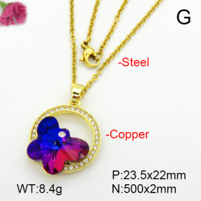 Imitation Crystal Glass & Zirconia  Fashion Copper Necklace  F7N400902vbmb-G030