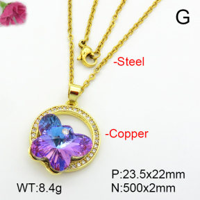 Imitation Crystal Glass & Zirconia  Fashion Copper Necklace  F7N400903vbmb-G030