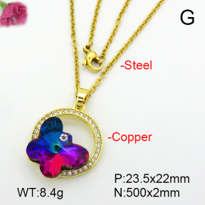 Imitation Crystal Glass & Zirconia  Fashion Copper Necklace  F7N400904vbmb-G030
