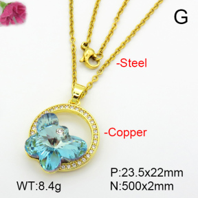 Imitation Crystal Glass & Zirconia  Fashion Copper Necklace  F7N400905vbmb-G030