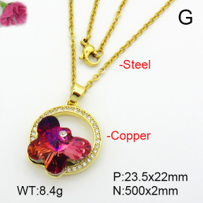 Imitation Crystal Glass & Zirconia  Fashion Copper Necklace  F7N400907vbmb-G030