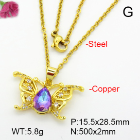 Imitation Crystal Glass & Zirconia  Fashion Copper Necklace  F7N400908vbmb-G030