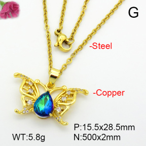 Imitation Crystal Glass & Zirconia  Fashion Copper Necklace  F7N400909vbmb-G030