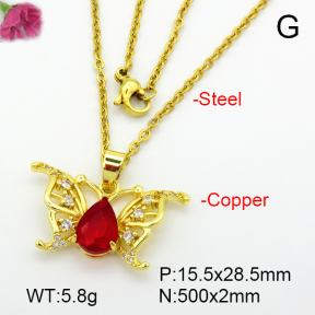 Imitation Crystal Glass & Zirconia  Fashion Copper Necklace  F7N400910vbmb-G030