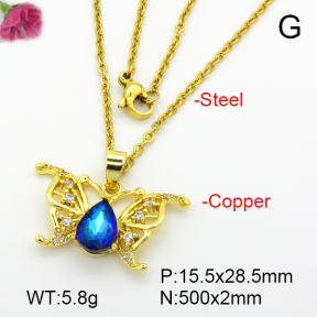 Imitation Crystal Glass & Zirconia  Fashion Copper Necklace  F7N400911vbmb-G030