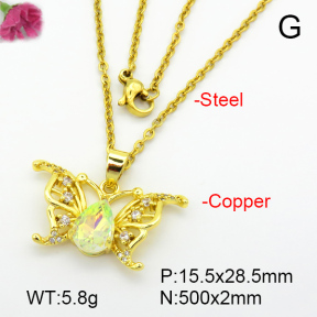 Imitation Crystal Glass & Zirconia  Fashion Copper Necklace  F7N400912vbmb-G030