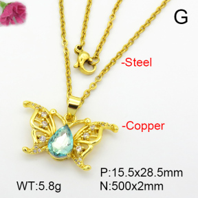 Imitation Crystal Glass & Zirconia  Fashion Copper Necklace  F7N400914vbmb-G030