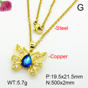 Imitation Crystal Glass & Zirconia  Fashion Copper Necklace  F7N400916vbmb-G030