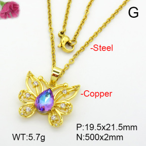 Imitation Crystal Glass & Zirconia  Fashion Copper Necklace  F7N400917vbmb-G030