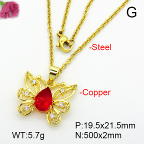 Imitation Crystal Glass & Zirconia  Fashion Copper Necklace  F7N400918vbmb-G030
