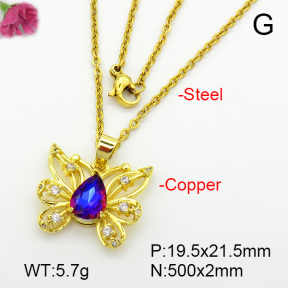 Imitation Crystal Glass & Zirconia  Fashion Copper Necklace  F7N400919vbmb-G030