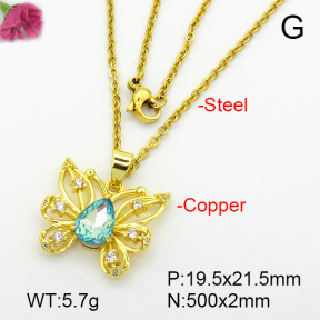 Imitation Crystal Glass & Zirconia  Fashion Copper Necklace  F7N400920vbmb-G030