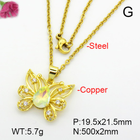 Imitation Crystal Glass & Zirconia  Fashion Copper Necklace  F7N400921vbmb-G030
