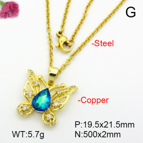 Imitation Crystal Glass & Zirconia  Fashion Copper Necklace  F7N400923vbmb-G030