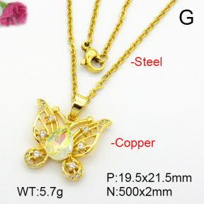 Imitation Crystal Glass & Zirconia  Fashion Copper Necklace  F7N400924vbmb-G030