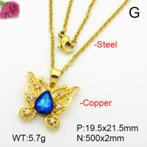 Imitation Crystal Glass & Zirconia  Fashion Copper Necklace  F7N400925vbmb-G030