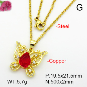 Imitation Crystal Glass & Zirconia  Fashion Copper Necklace  F7N400926vbmb-G030