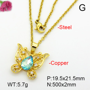 Imitation Crystal Glass & Zirconia  Fashion Copper Necklace  F7N400927vbmb-G030