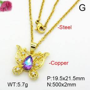 Imitation Crystal Glass & Zirconia  Fashion Copper Necklace  F7N400928vbmb-G030