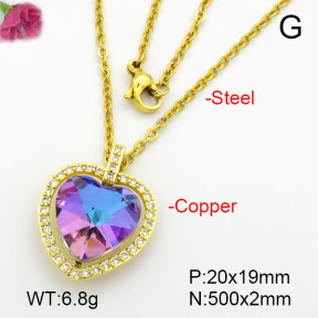 Imitation Crystal Glass & Zirconia  Fashion Copper Necklace  F7N400930vbmb-G030