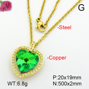 Imitation Crystal Glass & Zirconia  Fashion Copper Necklace  F7N400931vbmb-G030