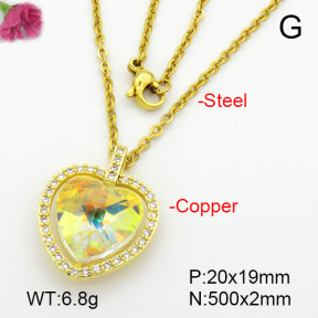 Imitation Crystal Glass & Zirconia  Fashion Copper Necklace  F7N400932vbmb-G030