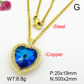 Imitation Crystal Glass & Zirconia  Fashion Copper Necklace  F7N400933vbmb-G030