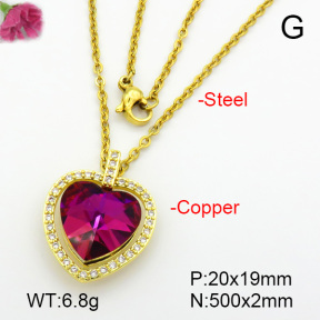 Imitation Crystal Glass & Zirconia  Fashion Copper Necklace  F7N400934vbmb-G030