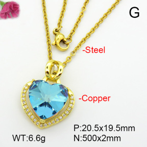 Imitation Crystal Glass & Zirconia  Fashion Copper Necklace  F7N400935vbmb-G030