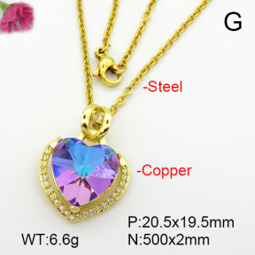 Imitation Crystal Glass & Zirconia  Fashion Copper Necklace  F7N400936vbmb-G030